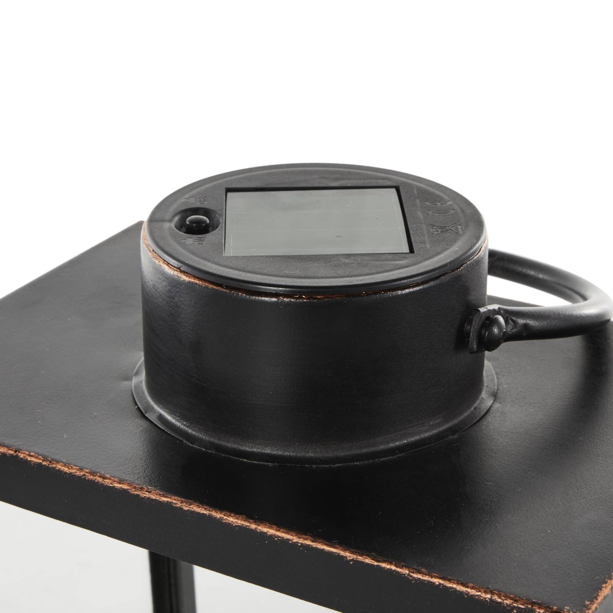 11" Black Metal Modern Candle Lantern